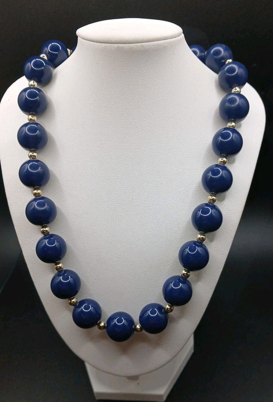 Vintage Chunky Blue Beaded Necklace